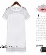 ViVi韓系美衣 歐美時尚 夏裝新款透視感拼接顯瘦連身裙韓系美衣