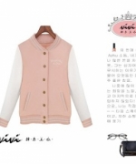 ViVi韓系美衣 歐美時尚 秋裝新款復古學院風雙色拼接棒球外套