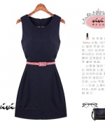 歐美時尚 夏裝新款雙色拼接顯瘦連身裙
